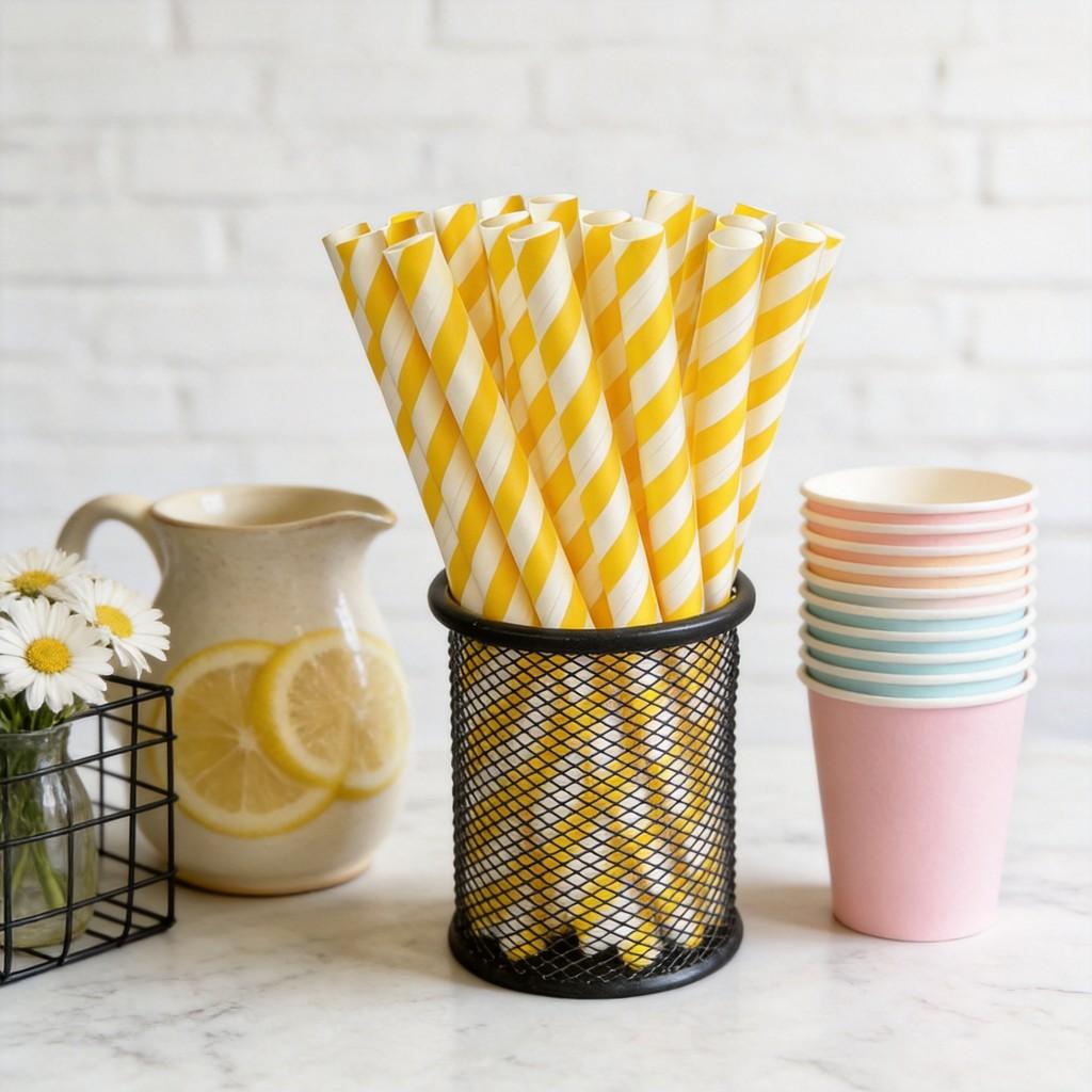 Paper Straws 12mm Degradable Largecapacity Bubble Tea Colorful Party Decor For Cafes