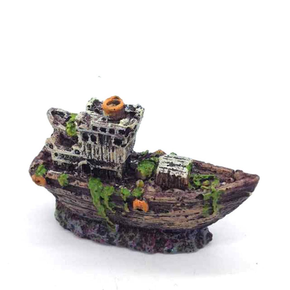 Resin Mini Pirate Sunk Ship Ornament Boat Aquarium Fish Tank Waterscape Cave Decoration