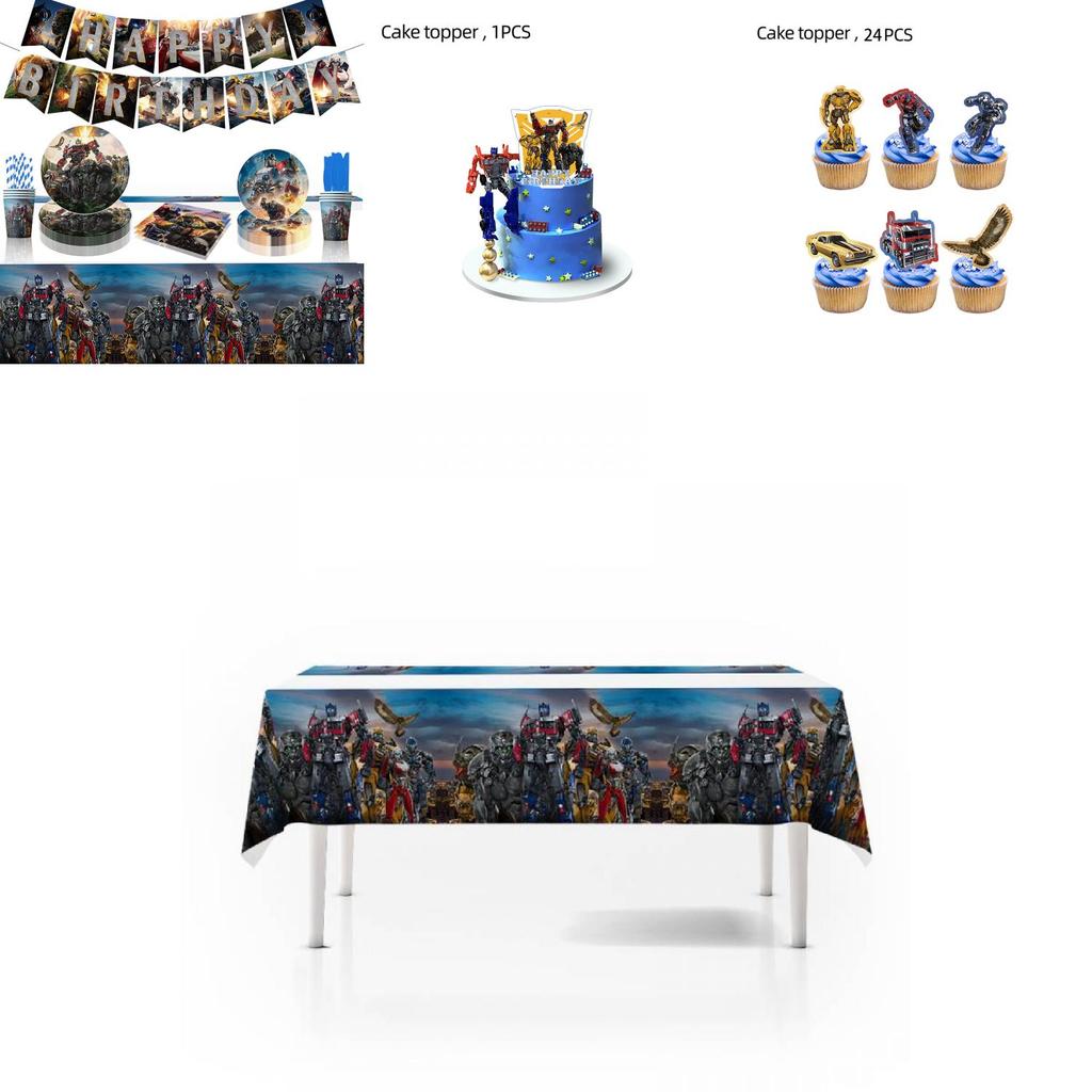 New Arrival Transformers Themed Party Supplies Decorate Your Party With Plastic Plates Paper Napkins And Tablecloth