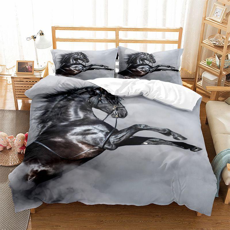 Running Unicorn Horse Bedding Set 3D Print Polyester Duvet Cover Single Twin Queen King Size for Home Decoration Birthday Gift