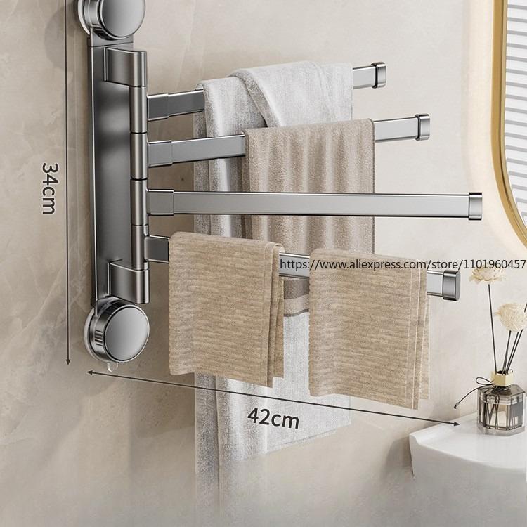 No Punching Suction Cup Bathroom Rotating Towel Rack Multi-rod Drying Rack Bathroom Wall-mounted Storage Rack