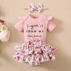 0-18 Months Baby Girls Clothes Set Letters Embroidered Short-sleeved Romper+Floral Shorts +Headband 3Pcs Summer Outfits