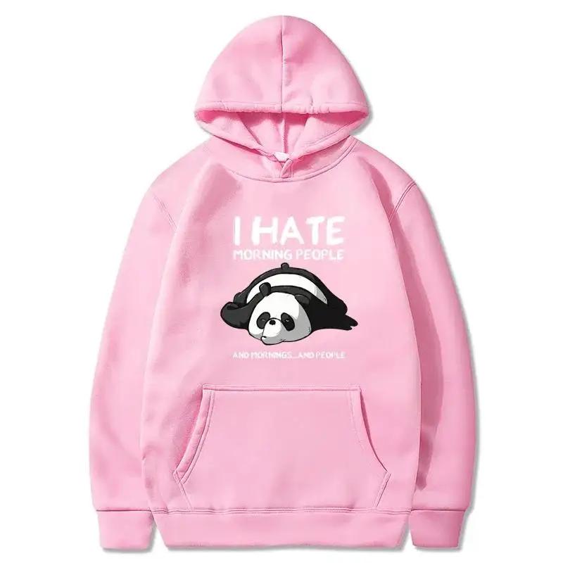 Lazy Panda I Hate Morning People Printed Hoodie Men's and Women's Casual Sports Shirt Harajuku Warm Top Autumn/Winter Hoodie
