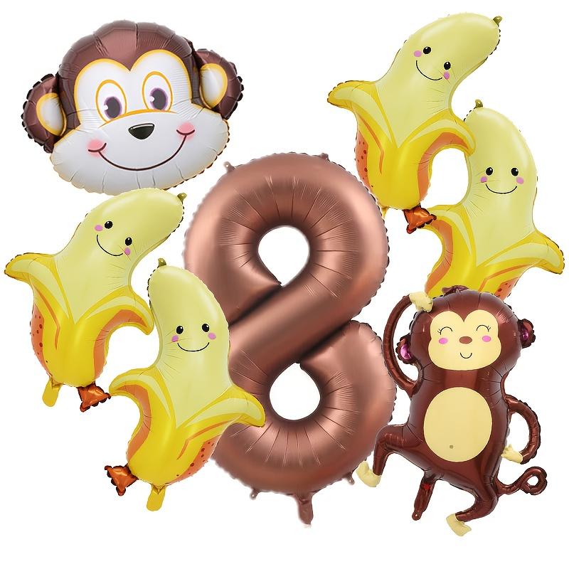 7Pcs Monkey Banana Combination Set Aluminum Film Balloon Jungle Hunting Theme Party Decor Balloon Baby Shower Globos Supplies
