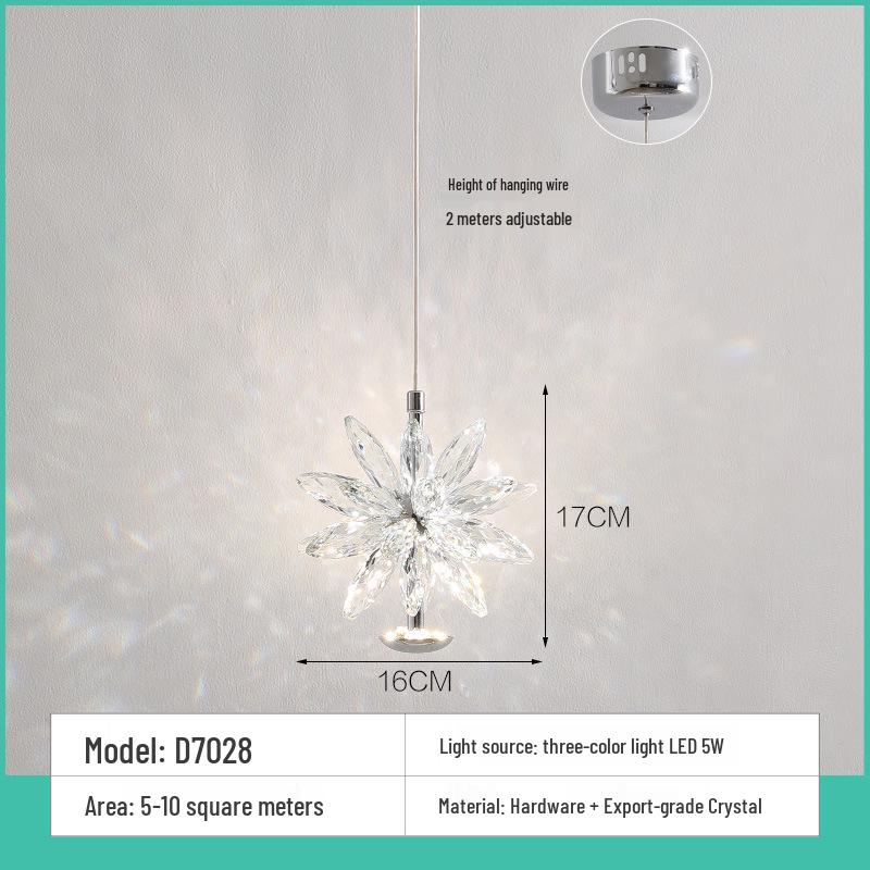 Modern Minimalist Crystal Pendant Light: Designer French Style for Bedrooms & Restaurants LED eye protection tri-color light