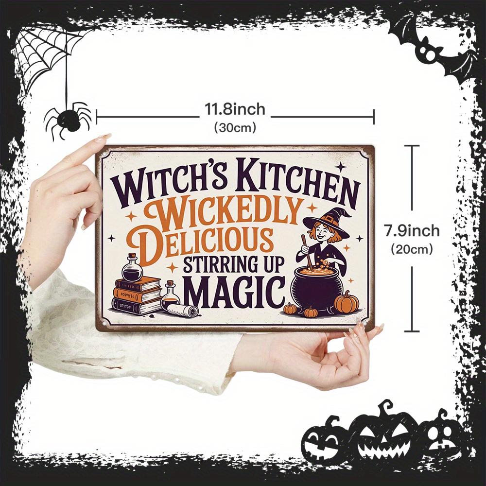 1pc Putuo Decor Vintage Halloween Metal Tin Sign - Witch's Kitchen Decor with "Wickedly Delicious" & Magic Quote - Retro Witch C
