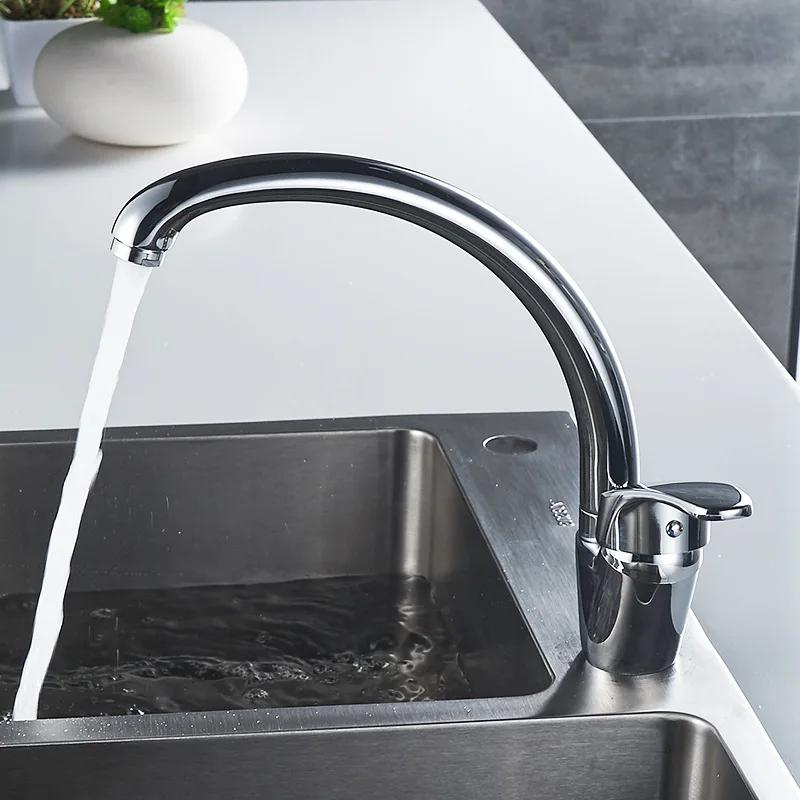 Stainless Steel Sink Faucet Hot and Cold Mixing Tap Kitchen Faucets Household Single Handle Rotation WashBasin Tap Deck Mounted