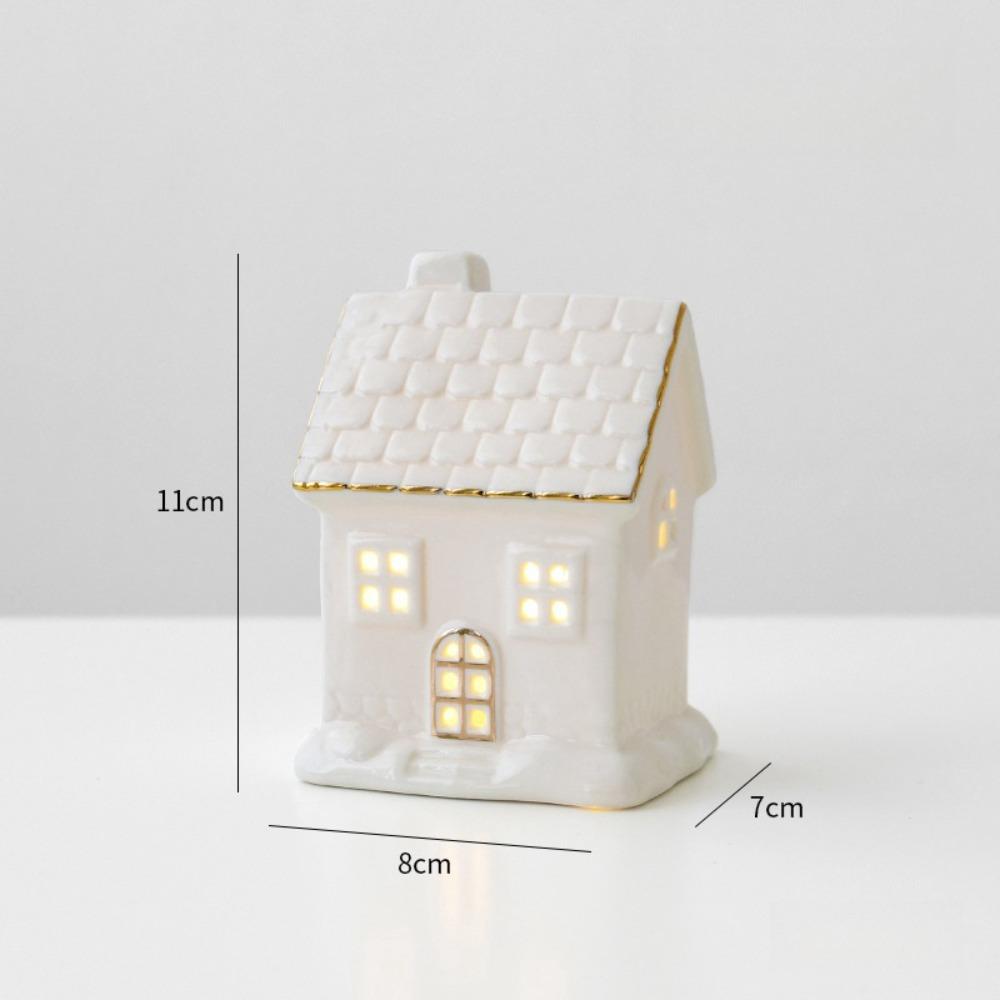 Ceramic Christmas Village Houses White House Figurines New Porcelain Village House Winter Decor