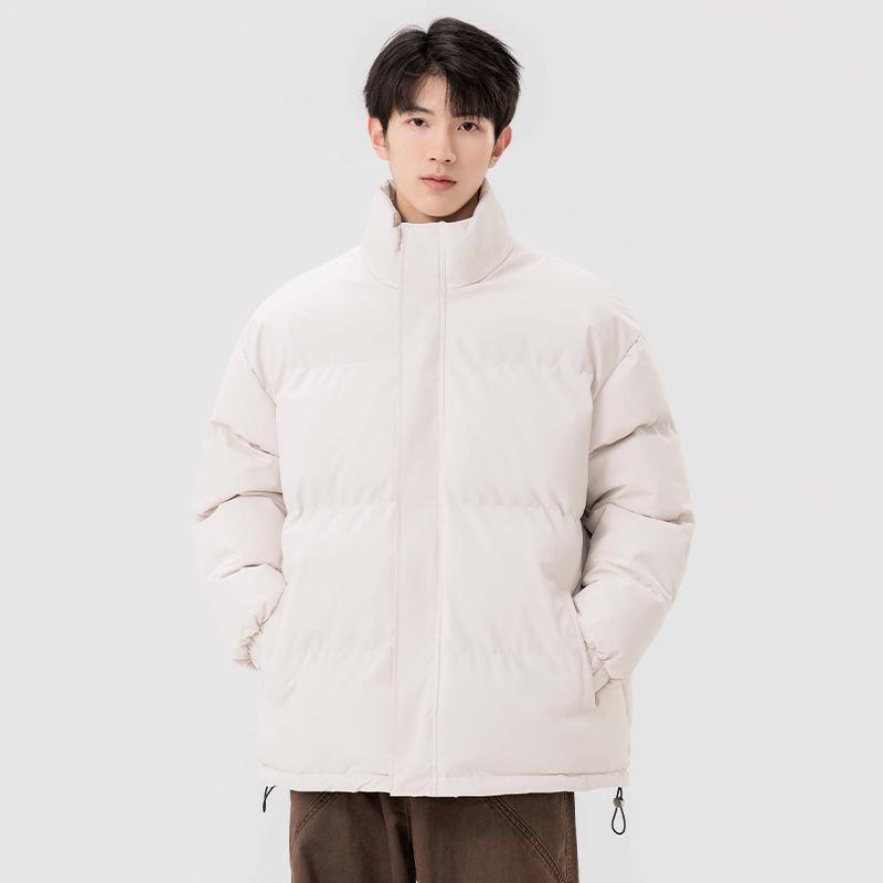 Padded-on men's winter new American trend thickened padded jacket couple bread clothes stand-up collar jacket loose warm men's clothing