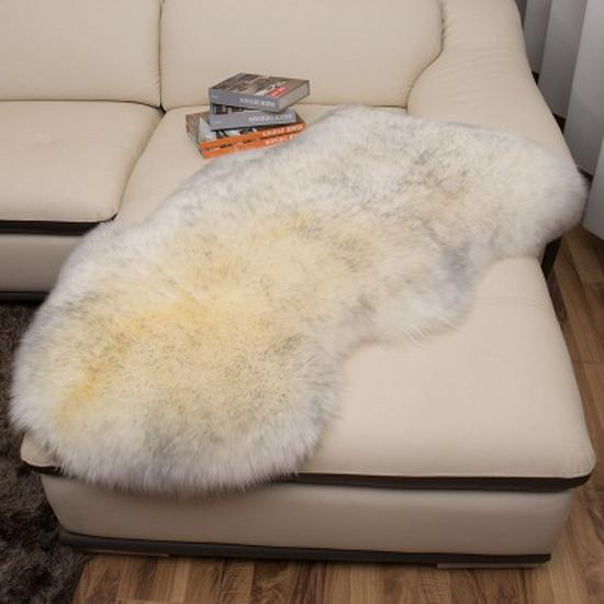 Australian Wool Sheepskin Rug: Long-Hair Irregular Bedside Mat & Sofa Blanket