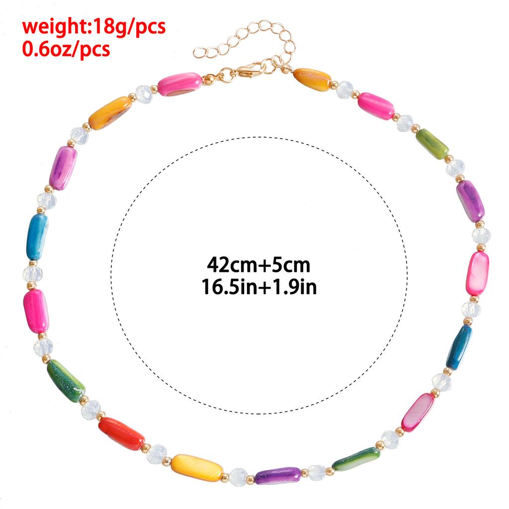 Nischen-Luxus Retro Bunt Perlmutt Halskette Armband Damenmode Schlichte Kristall Schlüsselbeinkette Halskette