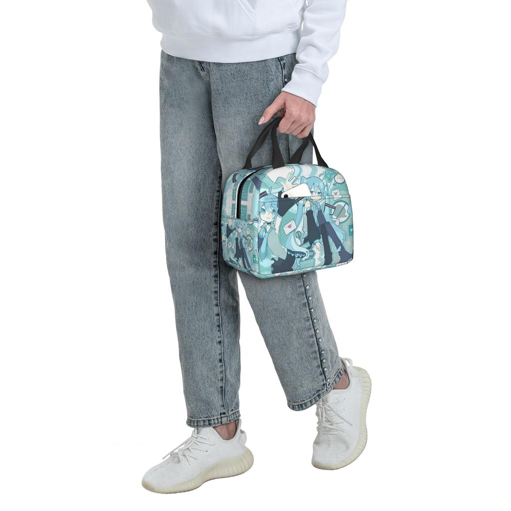 Custom Hatsunes Anime Mikus Thermal Insulated Lunch Bags Women Men Manga Portable Lunch Tote for Outdoor Camping Travel Food Box