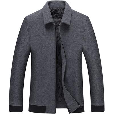Herbst und Winter Wolljacke für Herren mittleren Alters Wolljacke für Herren einfarbige Reversjacke lässige Business-Herrenbekleidung