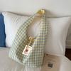Double Sided Commuter Bag  Fashiable Versatile Bags Canvas Plaid Handbag Lightweight Shoulder Bag For Short Trips Lunch