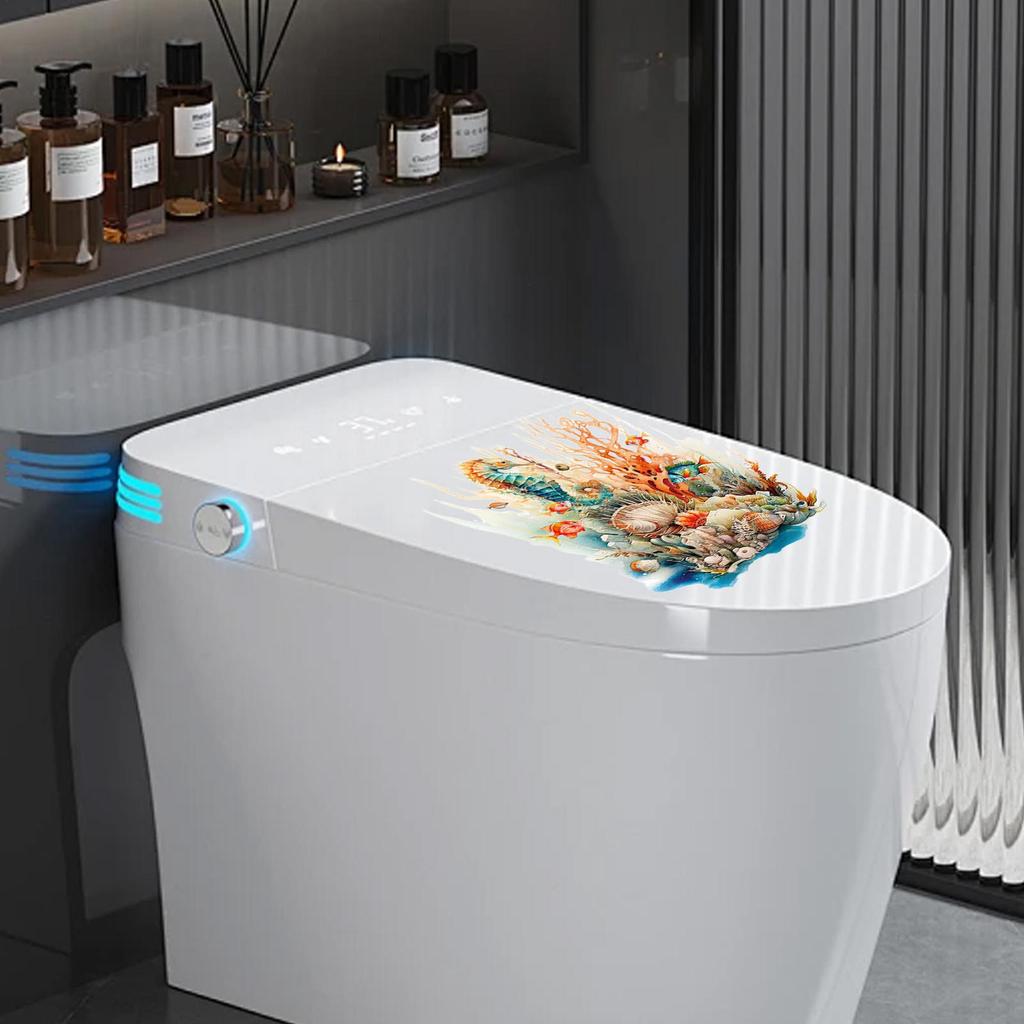 Toilet Stickers Toilet Seat Decorative Stickers Underwater World Strong Back Adhesive Decoration Tool for Hotels Schools Family