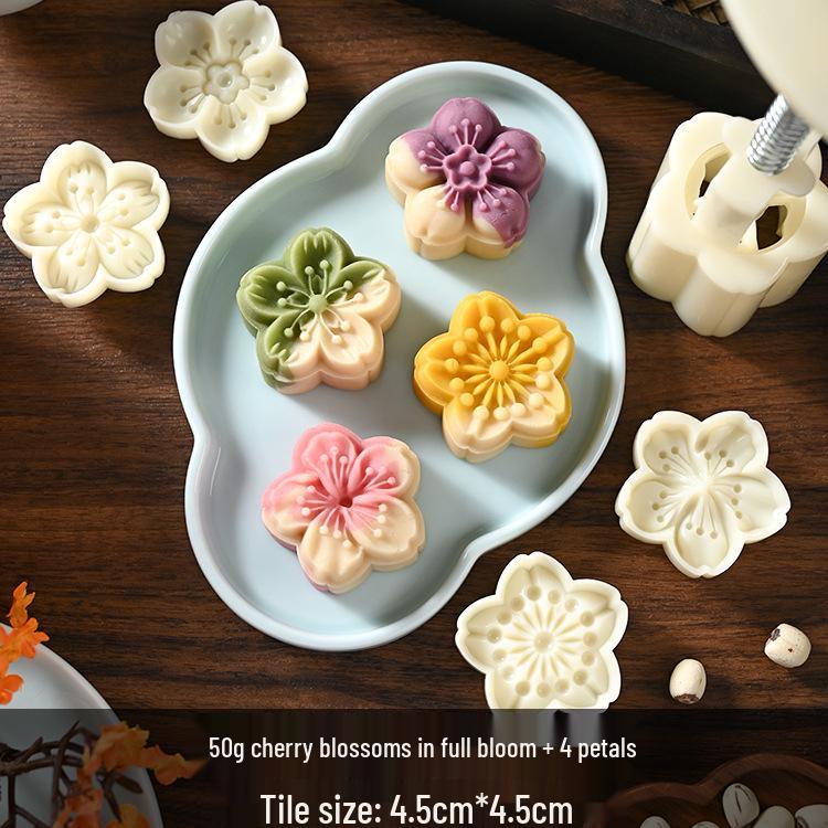 Mid-Autumn Mooncake Press - Flower Ice Skin Mold for Pastry & Mung Bean Cake