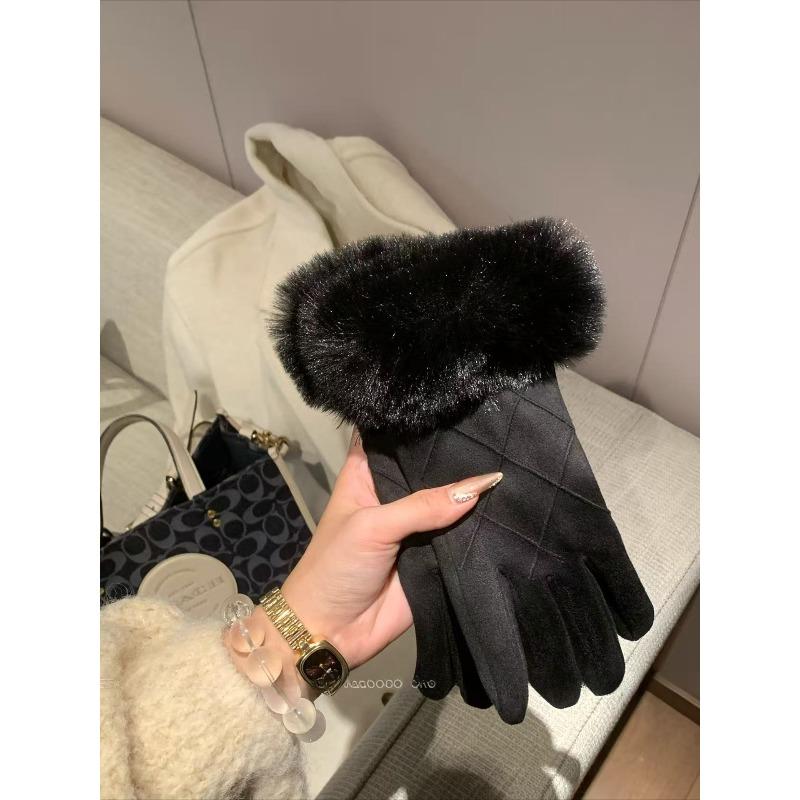 

New Autumn and Winter Women s Cycling and Driving Windproof Thickened Fleece Cold Proof Touch Screen and Warm Suede Fleece Gloves one size fits all