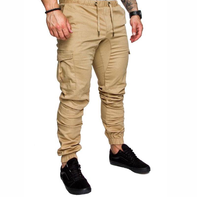 Fashion Long Pencil Pants Harem Trousers Big Pocket Slim Fit Fitness Men Casual Bottom