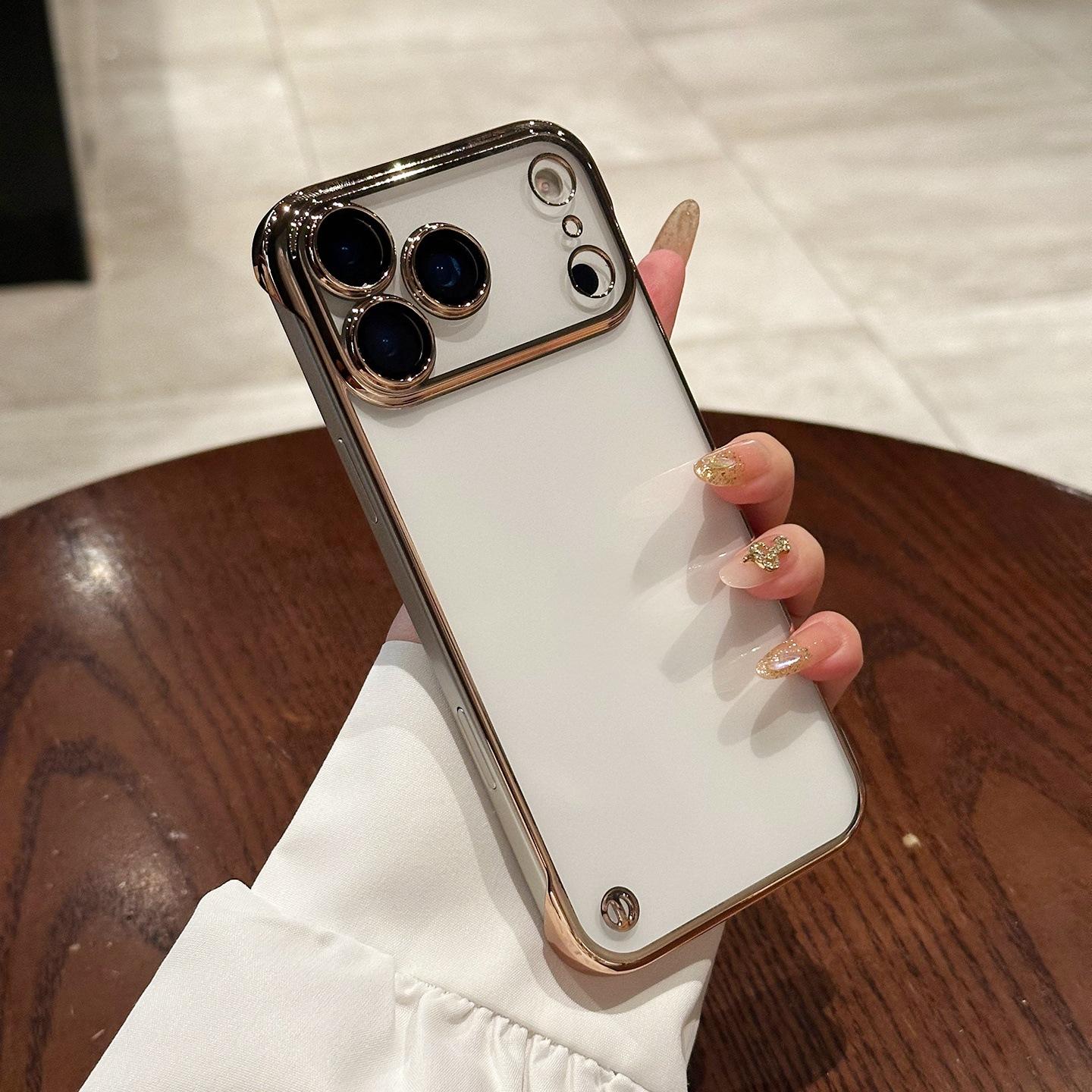 Applicable to iPhone17PROMAX electroplating transparent borderless mobile phone case Apple 16 ultra-thin bare metal lens film iPhone 17