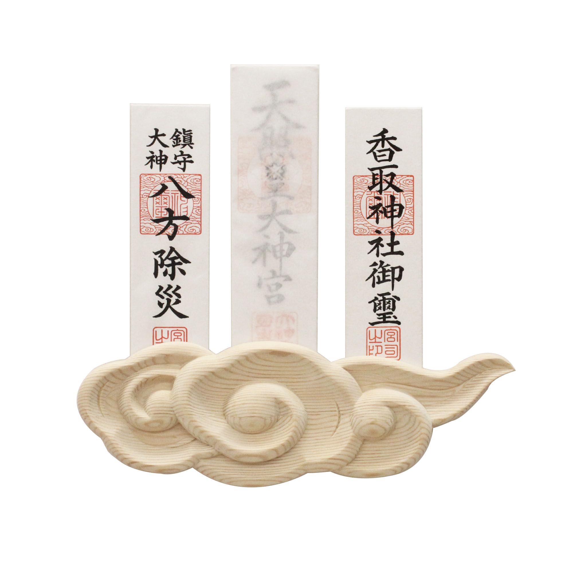 

YA-YUNUZU-36x10cm Wall-Mounted Shinto Shrine Holder for Ancestral Shrines, Buddhist Charms, and Gods, with Cloud Designs.