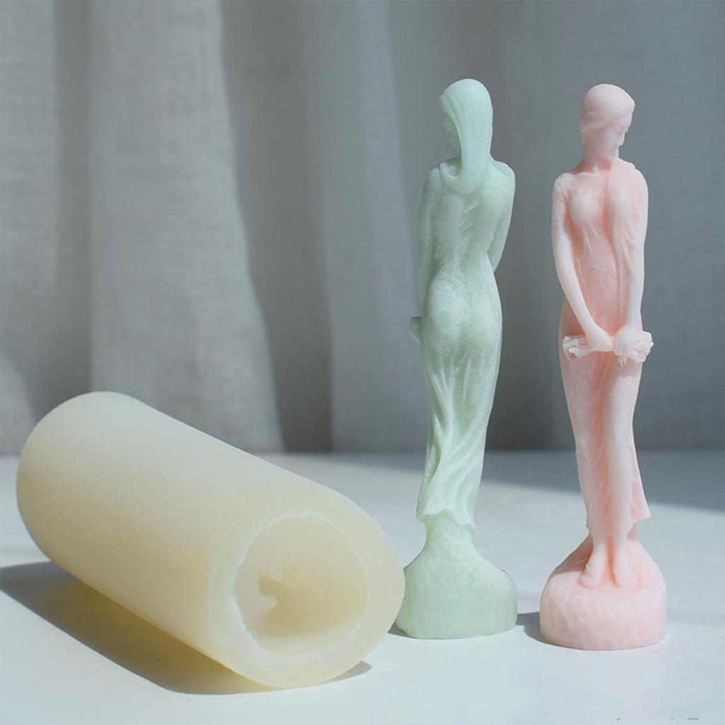 Silicone Resin Candle Mold A Slender Girl Flower Cake Chocolate Fondant Mold Aromatherapys Plaster Epoxy Mold Home Decor