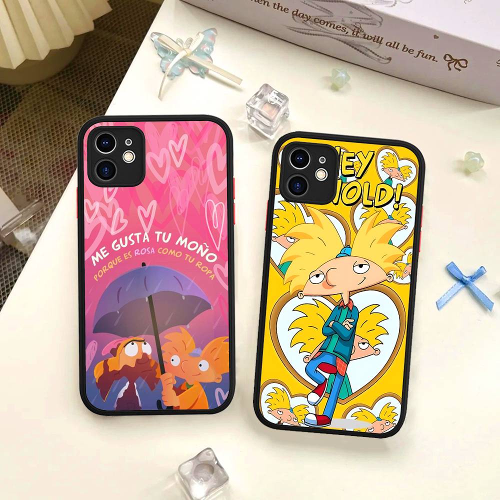 H-Hey A-Arnold Helga Bonito Matte Protective Case For IPhone 16 15 14 13 12 11 Pro Max X XS MAX Protection Case
