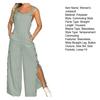 Women's Sleeveless Wide Leg Jumpsuit with Side Pockets And Button Closure Solid