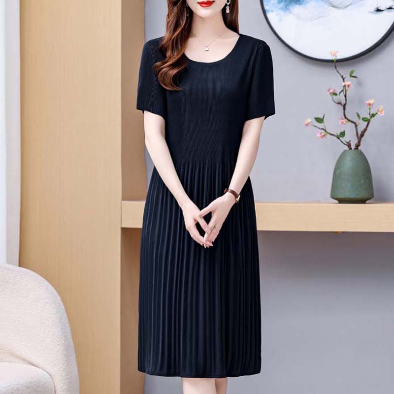 Elegante Chiffon-Kleider für Damen in Übergröße, schmale Kurzarm-Kleider, lange Vintage-Kleider, weibliche Sommerkleidung