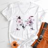 Watercolor Letter C Print Women Vneck Tshirts 26 Initials Flower Retro Classic Tops Alphabet Floral Womens Birthday Gift Tees