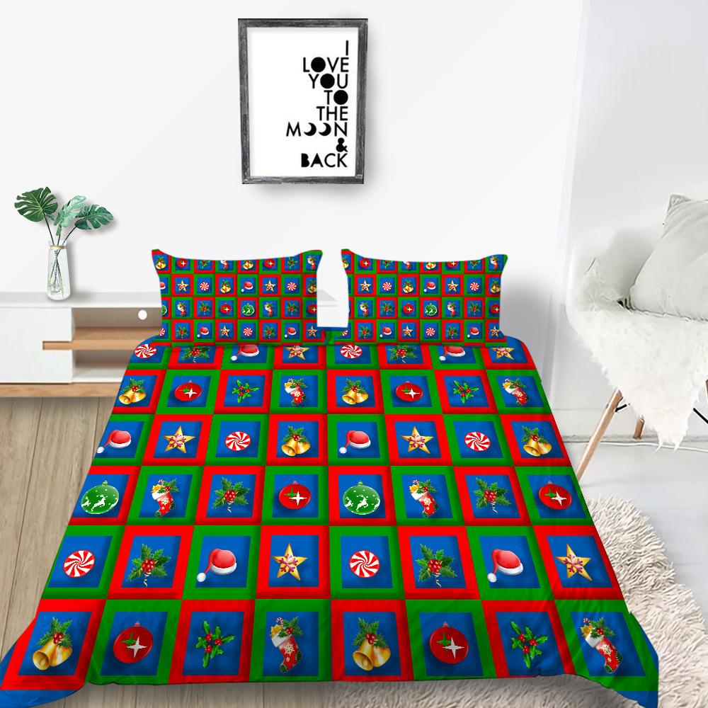 Christmas Gift Quilt Cover Pillowcase Two Or Three-Piece Set Digital Printing Polyester Cartoon Series