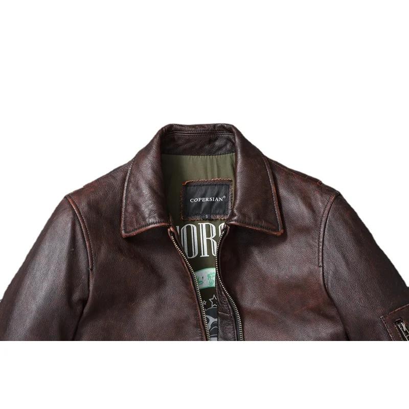 Vintage Genuine Leather Jacket Men Real Cowhide Air Force Flight Suit A2 Pilot Jacket Bomber Jacket Jaquetas Masculina De Couro