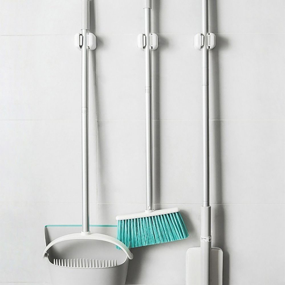 1Pcs Non Punching Mop Holders Wall Mounted Self-adhesive Hooks New Mop Clip