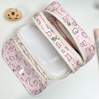 Τσάντα αποθήκευσης μολυβιών Cartoon Pink Capybara Kawaii Pencil Box Μεγάλης χωρητικότητας Θήκη μολυβιών Σχολική θήκη χαρτικών Τσάντα μακιγιάζ