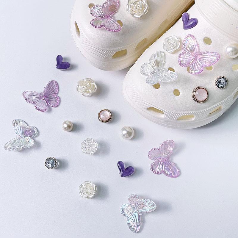Iridescent Butterfly & Flower 3D Shoe Charms for Crocs