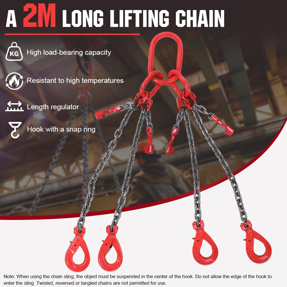 Lifting Chain Sling Lifts 17600 pounds Heavy Duty With 4 Legs Grade Hooks and Adjuster G80 Alloy Steel for Garage Lifting Forkli