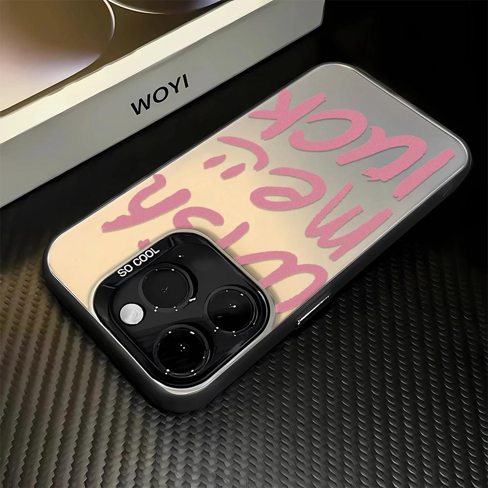 Rose Red English Letters Phone Case For lPhone 17 16Pro Max 15 14 13 12 11 Shockproof Bumper CoverCase Funda 16 Pro 15 14 Case