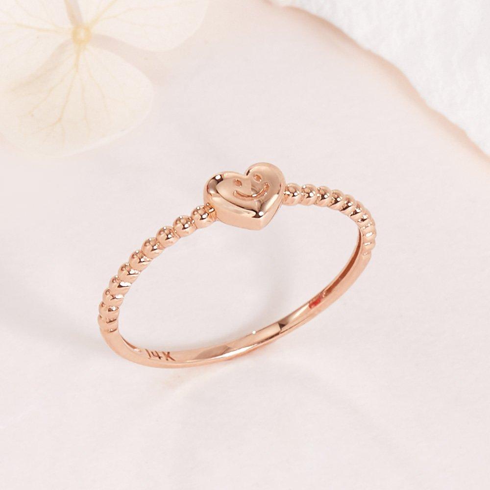 [Bnbgold] 14K/18K Love Heart Smile Ball Ring Srs41049