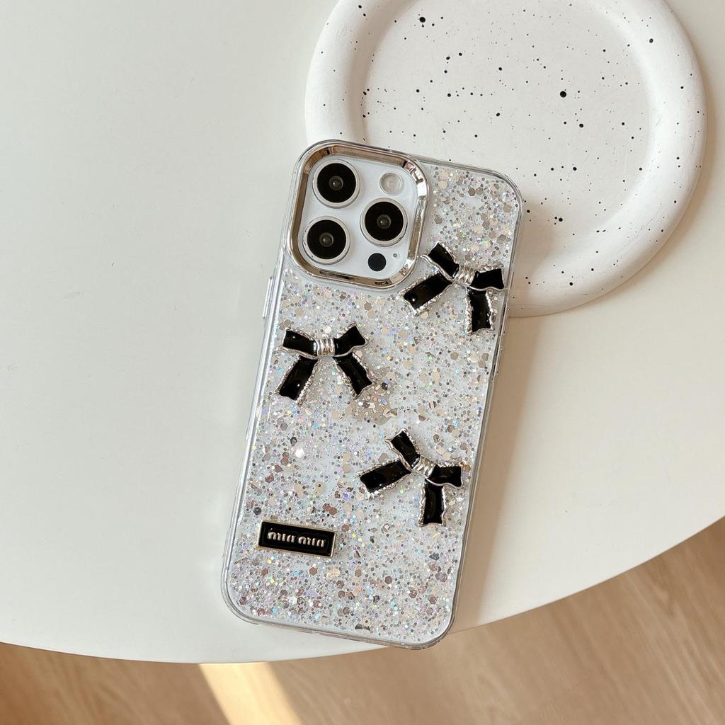 Stylowe etui na telefon z żywicy epoksydowej z wzorem kokardki i litery dla OPPO A6Pro, Realme15, Reno14F