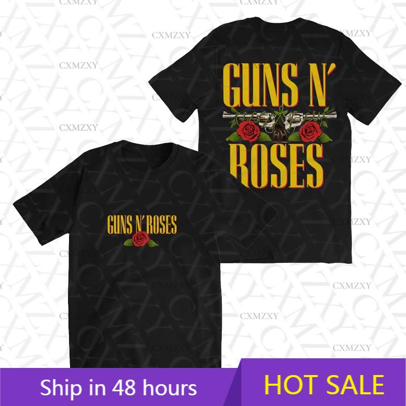 Classic High Quality Guns N Roses Print Tshirt Men Women Cotton Hip Hop Oversized Tshirts Short Sleeve T Shirt Streetwear Tops