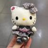 Anime Cartoon 12cm Hello Kitty Cowboy Doll Plush Toy Girl Schoolbag Pendant kawaii Gray Leopard Kitty Plush Keyring