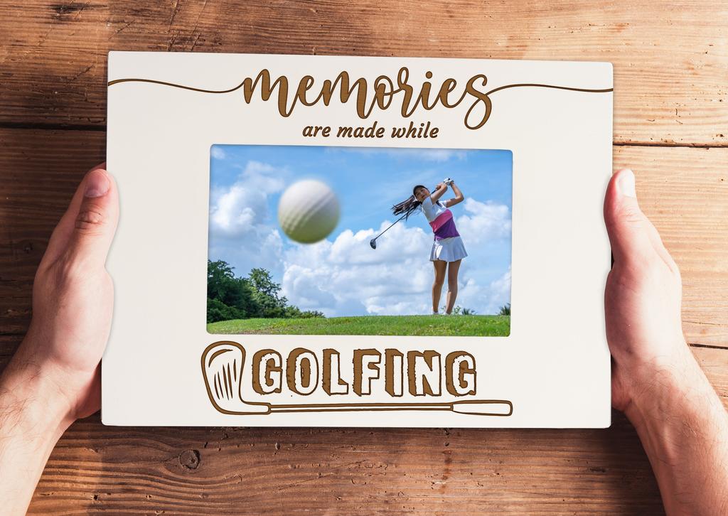 Darling Souvenir Made With Love  Engraved Table Top Photo Frame  Wooden Memories Are Made While Golfing Quotes White Picture Frame
