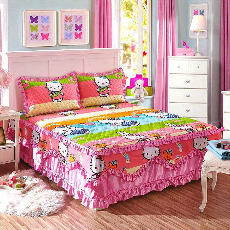 100% Cotton King Queen Size Princess Lace Bed Skirt Thicken Quilted Bedspread Pure Cotton Bed Cover Not Including Pillowcase