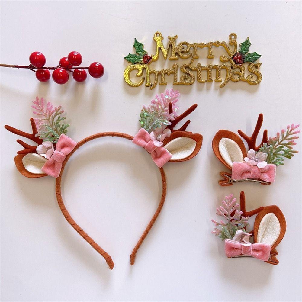 Christmas Costume Dress Up Elk Hair Hoop Christmas Headwear Antler Hairpin Children Hair Clip