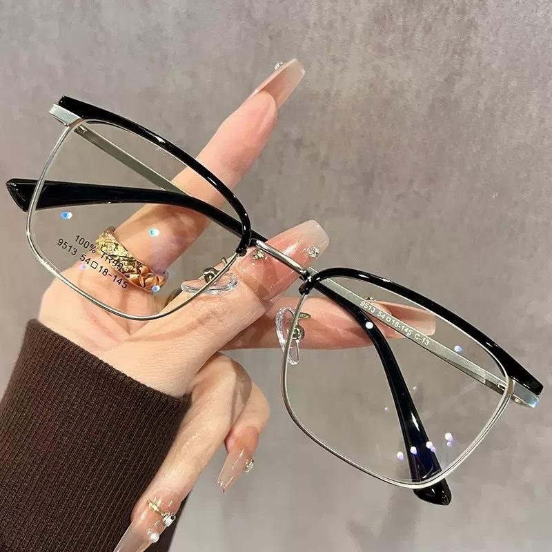

High-End Square Business Metal Anti Blue Light Glasses For Women Men Learning Simplicity Eye Protection Optical Eyeglasses