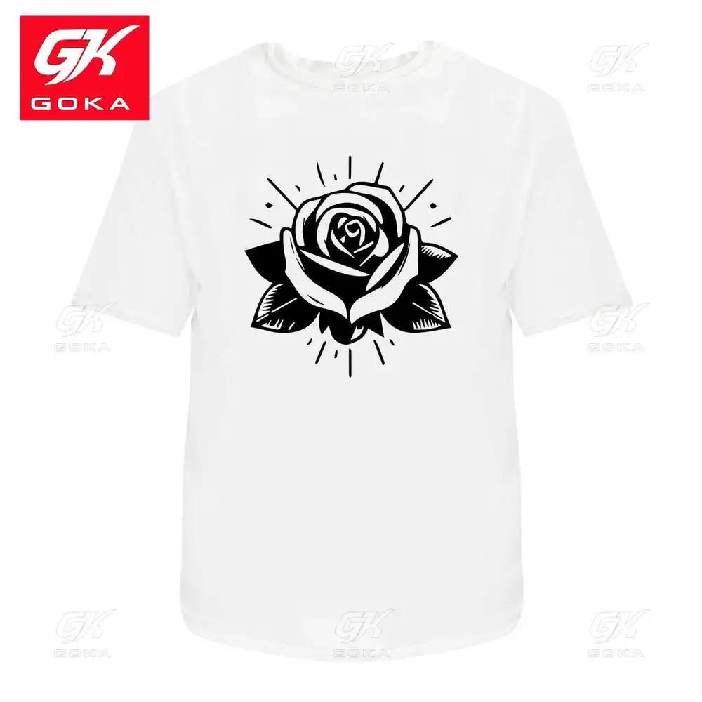 

Blooming Rose Unisexs Womens Cotton TShirts Graphic Clothing Short Sleeve Vintage Tops Printed Tees Y2K Clothes Classic T Shirt S