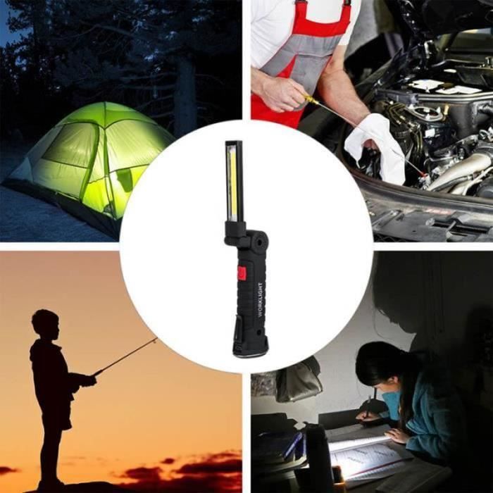 Lampe de Poche - LAMPE ELECTRIQUE - BALADEUSE - 5 Modes - Rechargeable USB - Noir