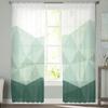 Geometric Green Gradient Triangle Tulle Curtains for Living Room Kitchen Bedroom Sheer Tulle for Cafe Hotel Modern Home Decor
