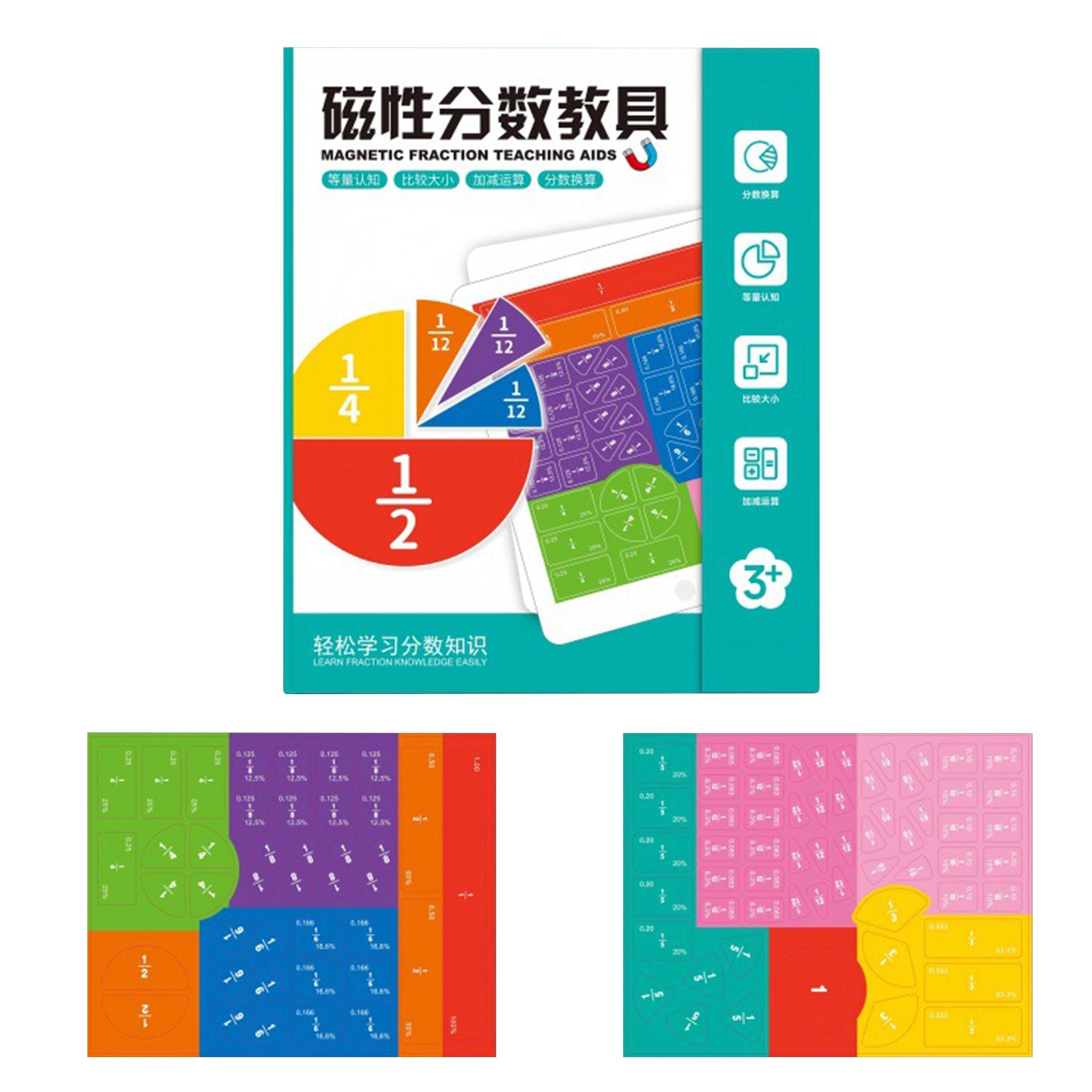 Magnetic Fraction Puzzle Book Math Manipulatives Set Magnetic Fraction Educational Puzzle for Kids Boys Child Primary School