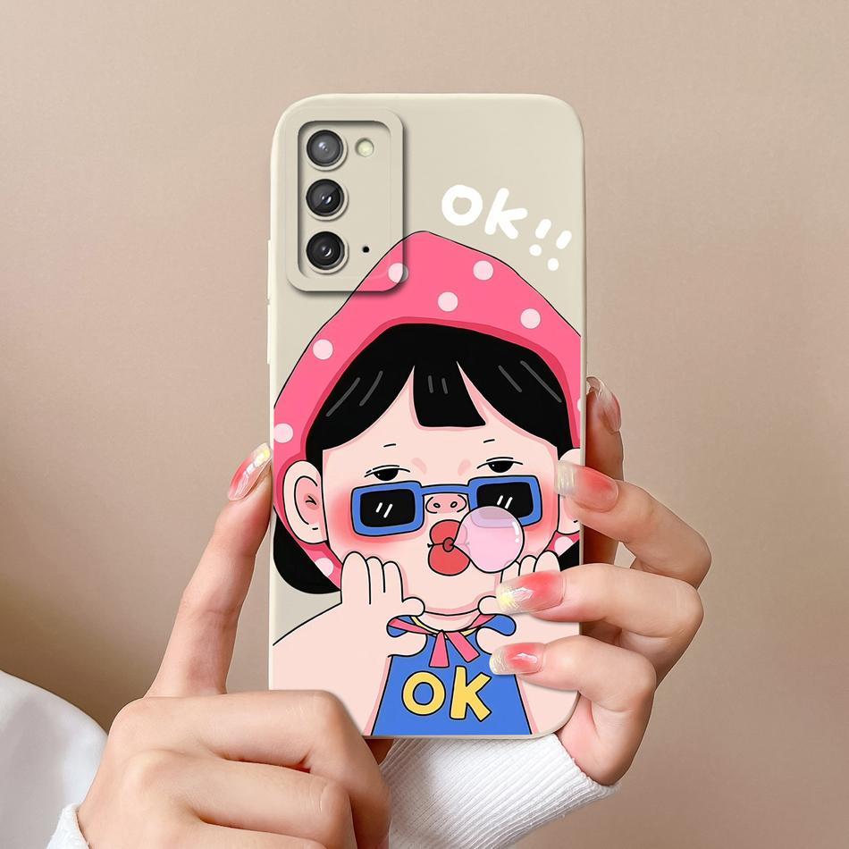 For Samsung Galaxy Note 20 Ultra Case Cute Anime Soft Liquid Silicone Back Cover For Samsung Note20 Ultra 20Ultra Phone Housing