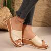 Women's Summer New Women's Slope-heeled Thick-soled Slippers Large-size One-word with Fish Mouth Slope-heeled Slippers